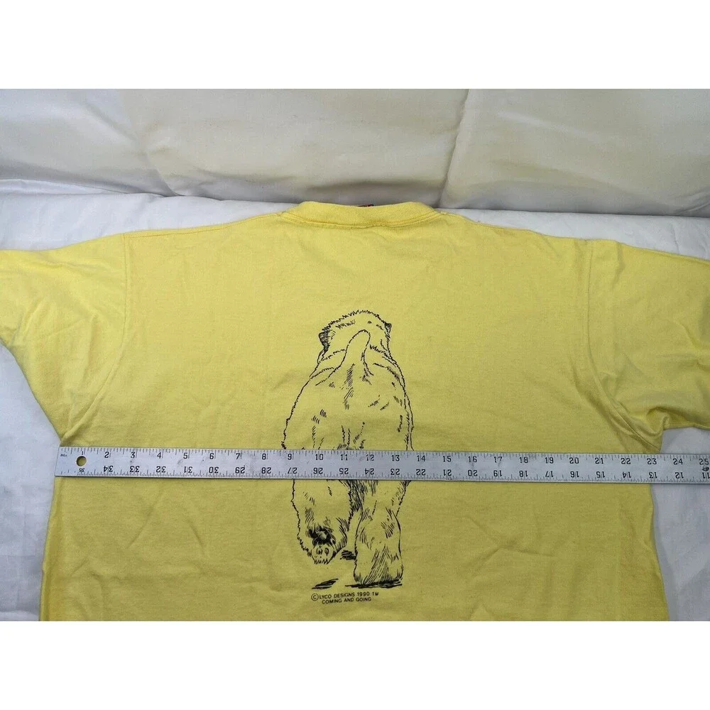 Vtg Fruit Of The Loom Mens Sz XL Yellow T-shirt Lyco 90S Single Stitch Come & Go